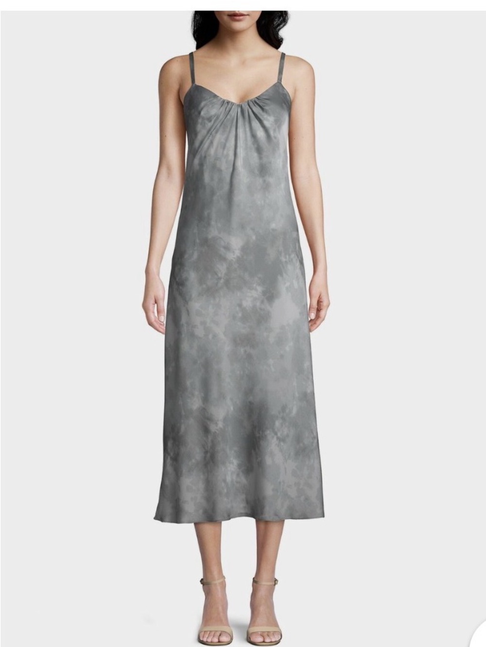 Calvin Klein Silver Gray Satin Maxi Slip Dress